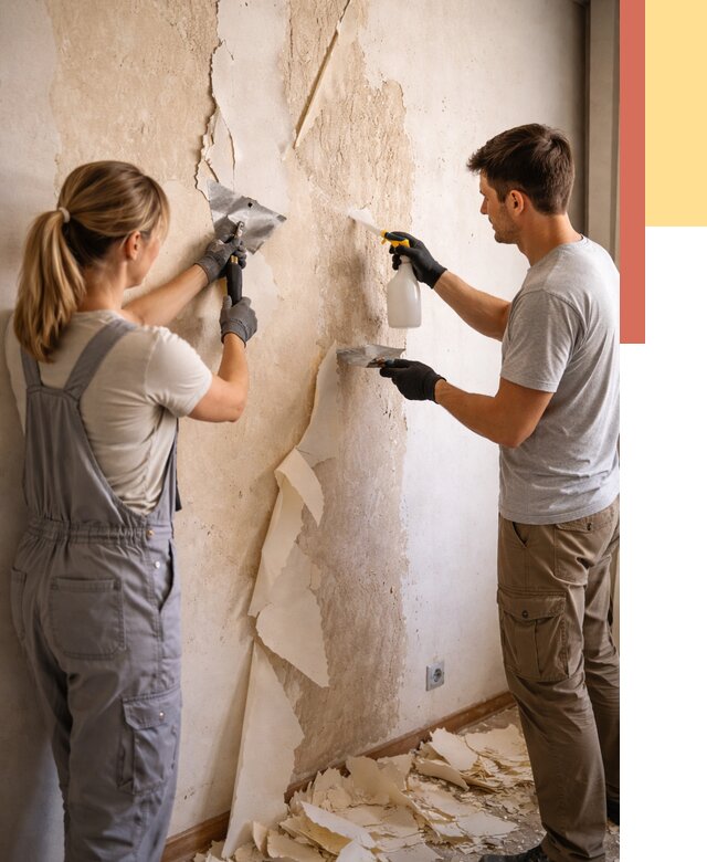 Снятие старых обоев в Альметьевске от 5450 руб. под ключ недорого | ОТДЕЛОЧНИК-Льм