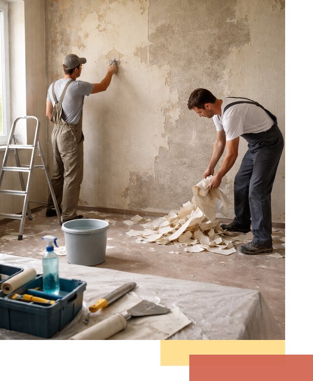 Снятие старых обоев в Альметьевске быстро и качественно