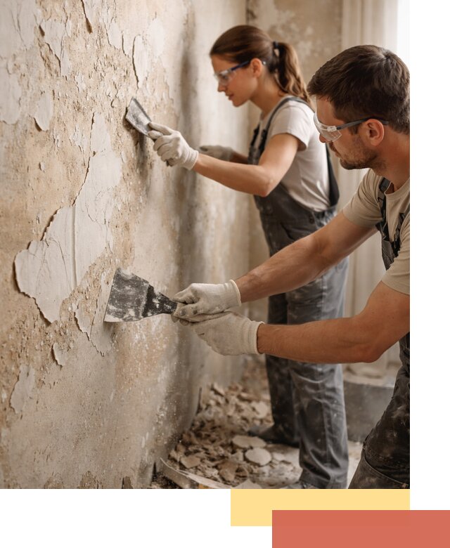 Снятие старой шпаклевки и подготовка поверхностей в Альметьевске