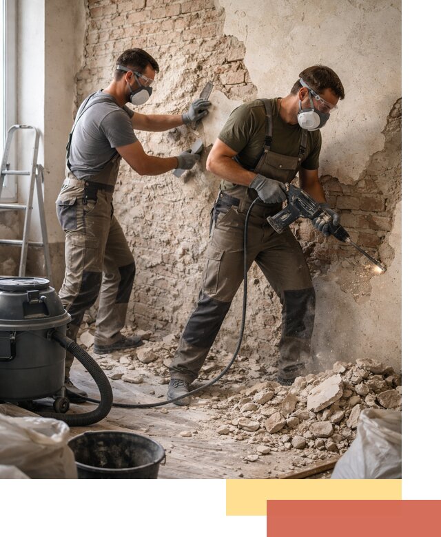 Демонтаж штукатурки со стен в Альметьевске быстро и аккуратно