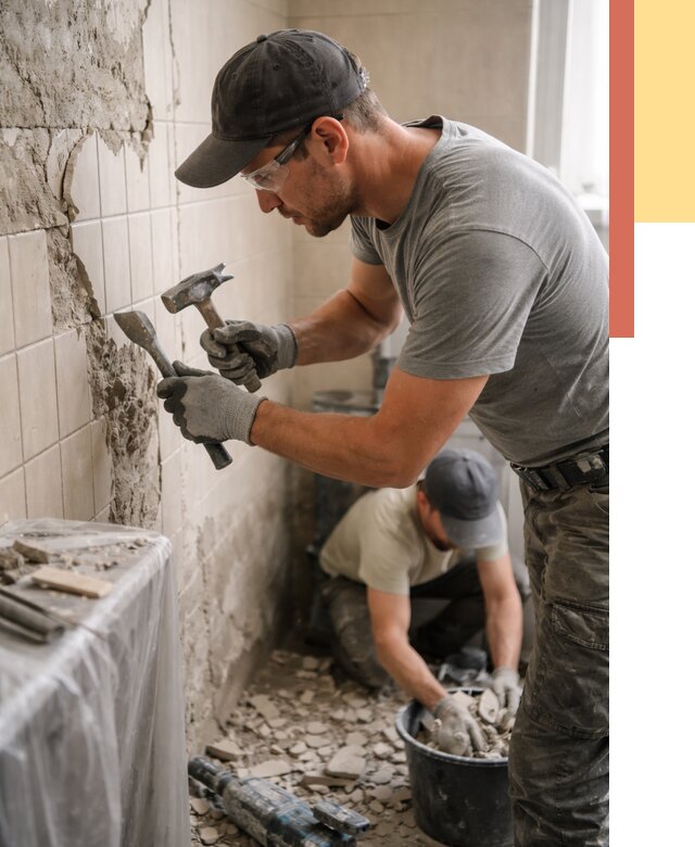 Демонтаж плитки со стен в Альметьевске от 882 руб. — быстро и недорого | ОТДЕЛОЧНИК-Льм