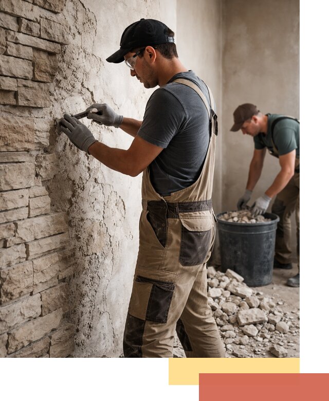 Демонтаж декоративного камня в Альметьевске профессионально и безопасно