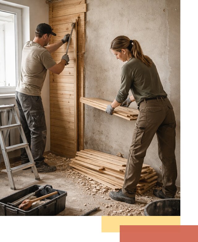 Демонтаж вагонки со стен в Альметьевске — профессиональный демонтаж