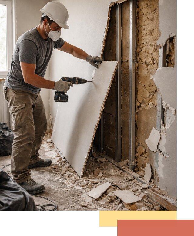 Демонтаж гипсокартона со стен в Альметьевске качественно и быстро