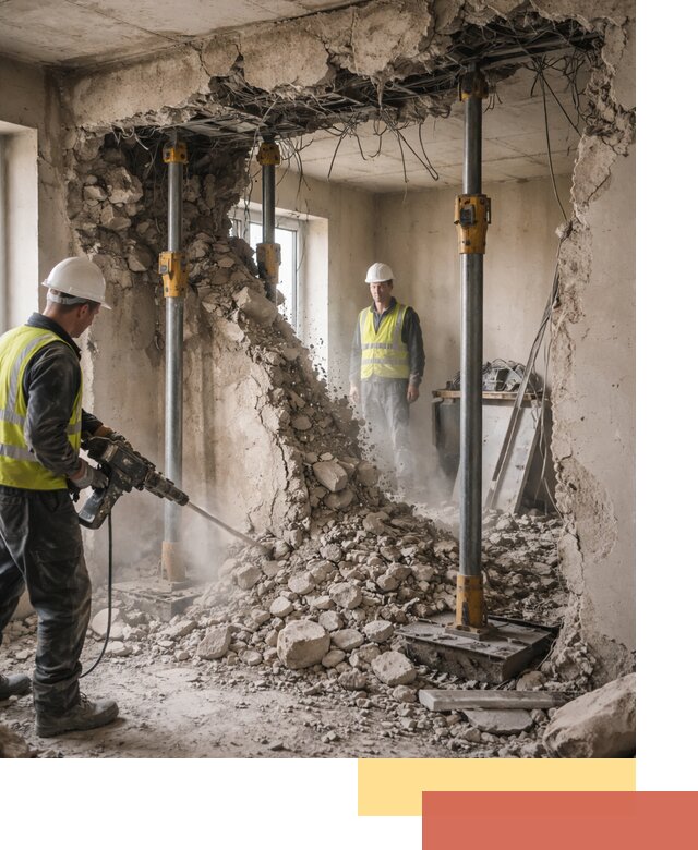 Снос несущих стен в Альметьевске с гарантией безопасности и качества