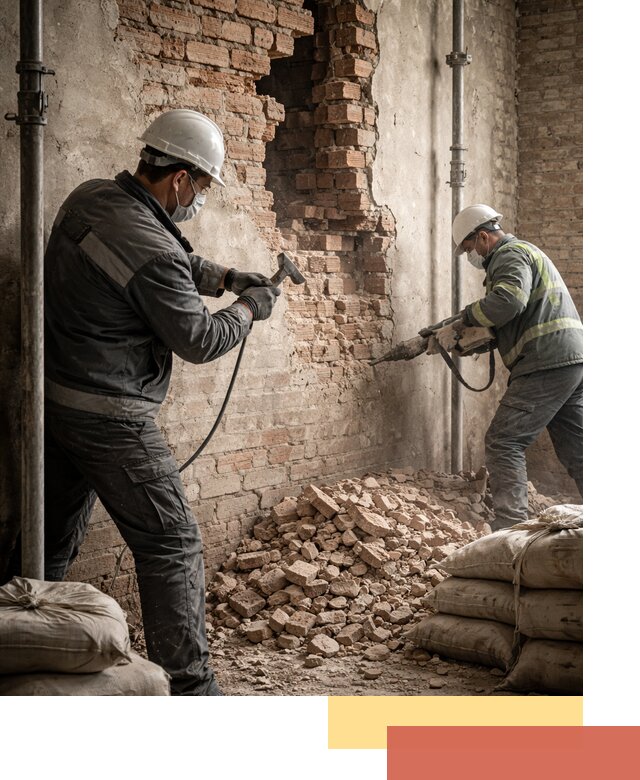 Демонтаж кирпичных стен в Альметьевске быстро и безопасно