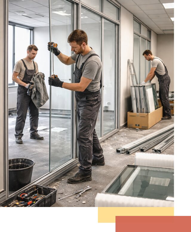 Демонтаж стеклянных перегородок в Альметьевске быстро и безопасно