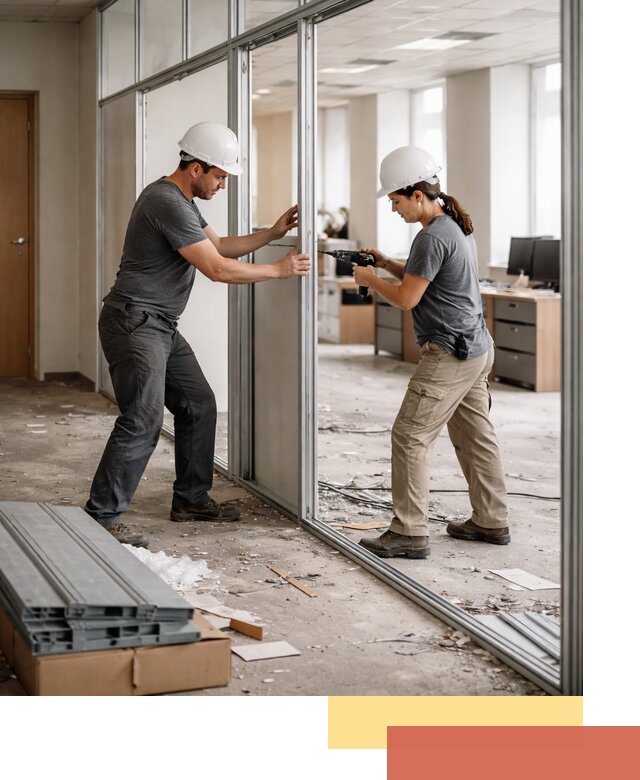 Демонтаж алюминиевых перегородок в Альметьевске быстро и аккуратно