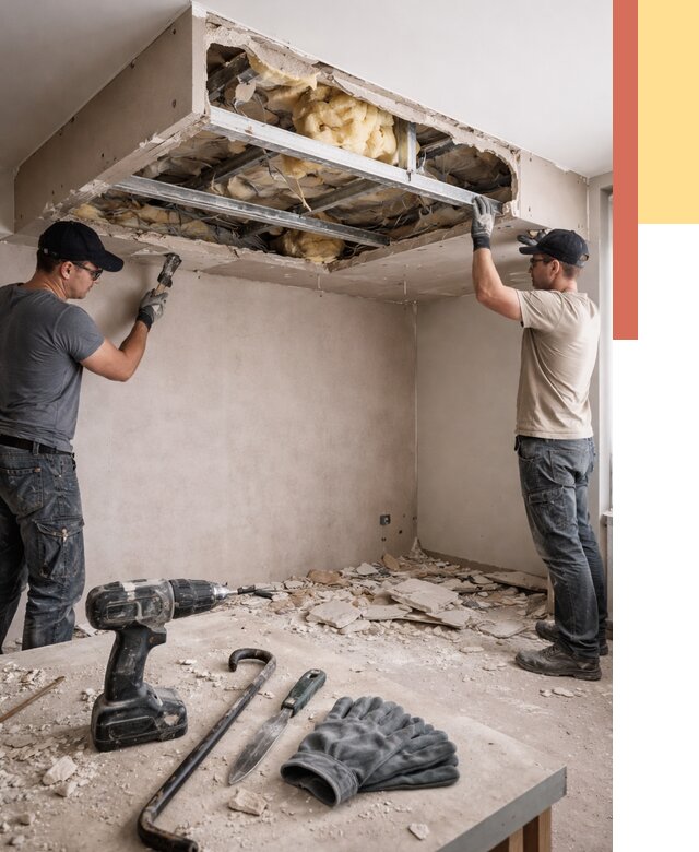 Демонтаж короба из гипсокартона в Альметьевске от 1578 руб. — быстро и недорого | ОТДЕЛОЧНИК-Льм