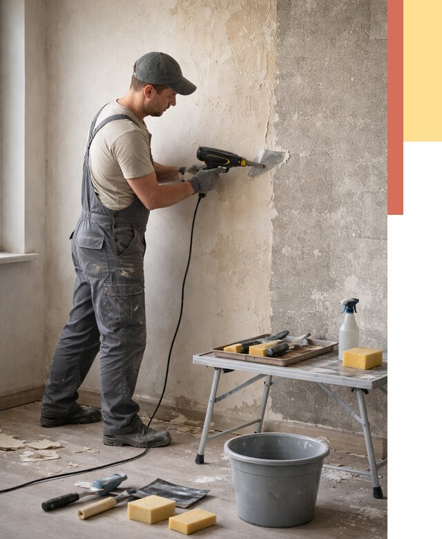 Очистка стен от клея в Альметьевске от 1920 руб. — снятие и удаление клея со стен | ОТДЕЛОЧНИК-Льм