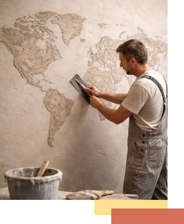 Декоративная штукатурка «Карта мира» под ключ в Альметьевске