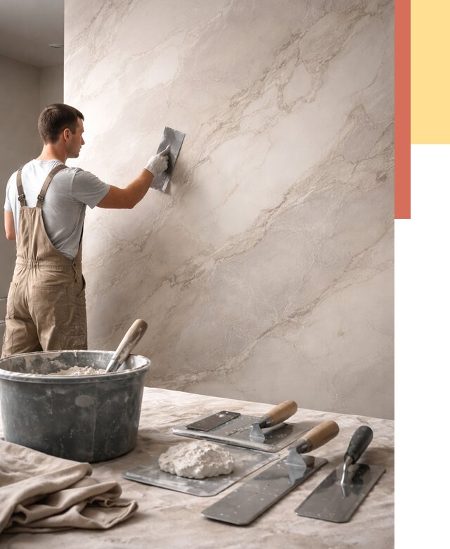 Декоративная штукатурка под мрамор в Альметьевске от 2906 руб./м² — быстро и недорого | ОТДЕЛОЧНИК-Льм