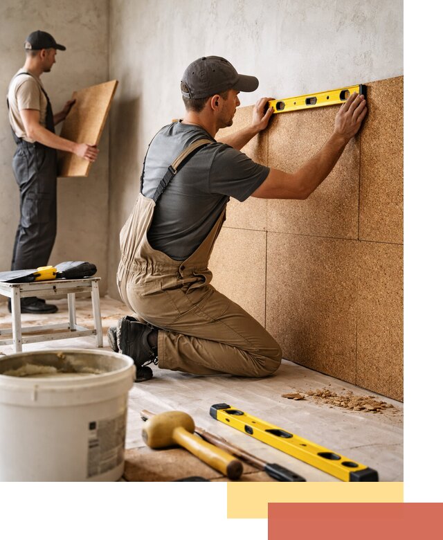 Монтаж пробковых панелей на стены в Альметьевске быстро и качественно