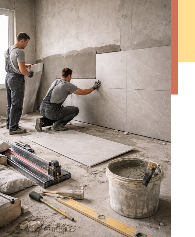 Облицовка стен керамогранитом в Альметьевске от 4360 руб./м² — услуги под ключ | ОТДЕЛОЧНИК-Льм