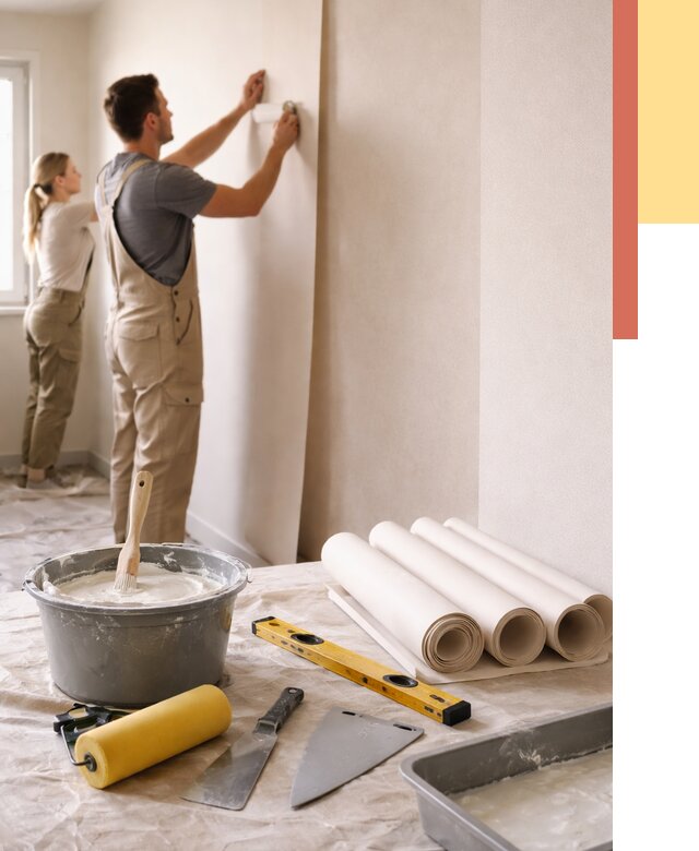 Поклейка бумажных обоев в Альметьевске от 5709 руб./м2 — быстро и недорого | ОТДЕЛОЧНИК-Льм