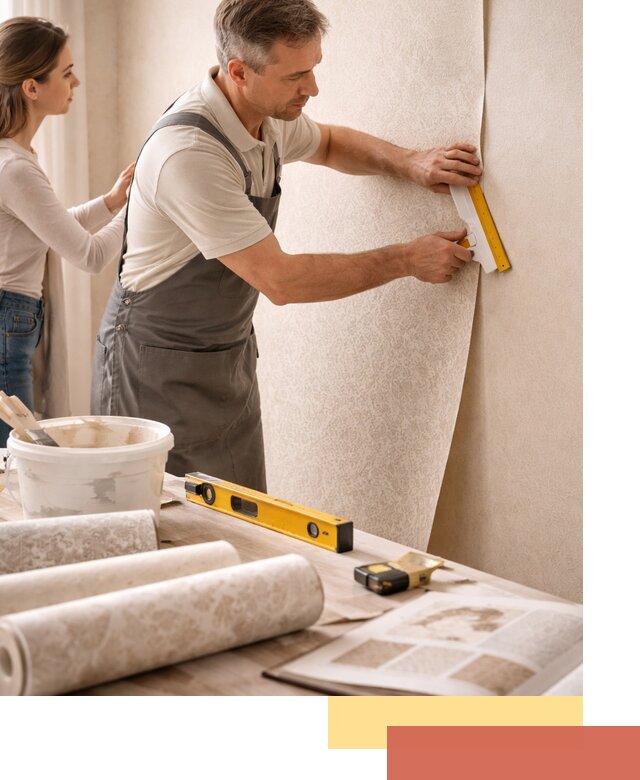 Поклейка обоев с подбором рисунка в Альметьевске