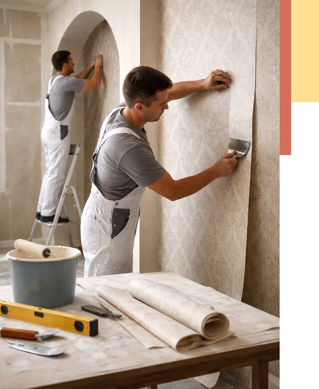 Поклейка обоев на сложные стены в Альметьевске от 2906 руб. под ключ | ОТДЕЛОЧНИК-Льм