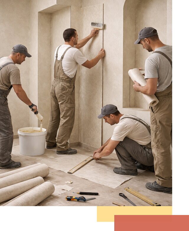 Поклейка обоев на сложные стены и неровные поверхности в Альметьевске