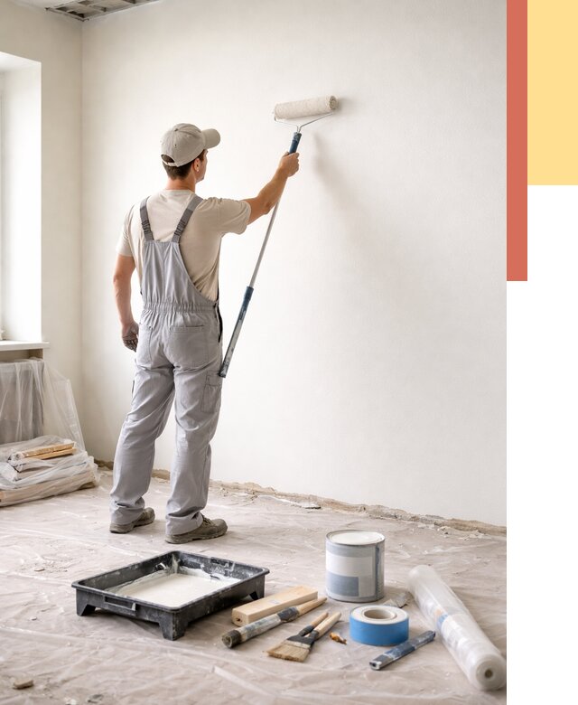 Покраска стен водоэмульсионной краской в Альметьевске от 467 руб. за м² | ОТДЕЛОЧНИК-Льм