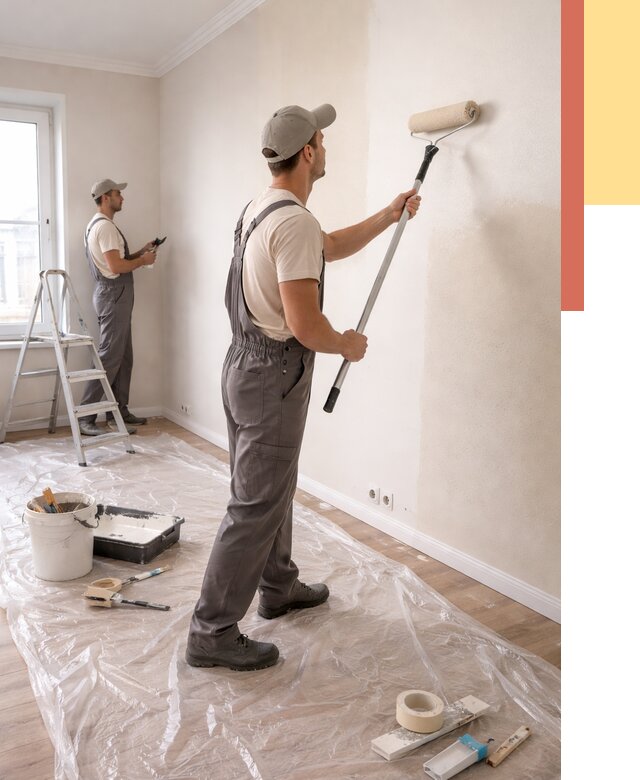 Покраска стен акриловой краской в Альметьевске от 3633 руб./м² — быстро и недорого | ОТДЕЛОЧНИК-Льм