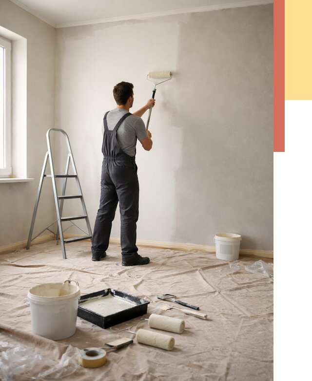 Покраска стен моющейся краской в Альметьевске от 363 руб./м² — быстро и недорого | ОТДЕЛОЧНИК-Льм