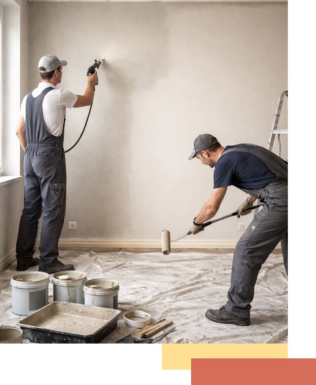 Покраска стен моющейся краской и защита поверхностей в Альметьевске