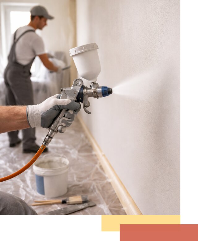 Покраска стен краскопультом в Альметьевске быстро и качественно