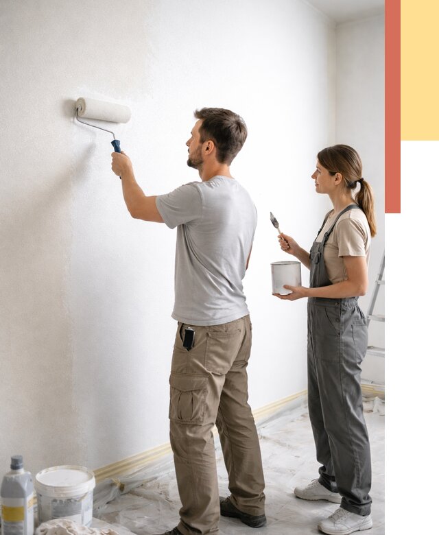 Окраска стен по стеклохолсту в Альметьевске от 4671 руб/м² под ключ | ОТДЕЛОЧНИК-Льм