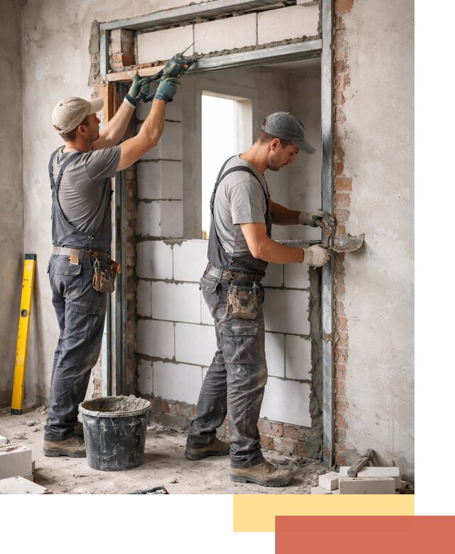 Закладка дверного проема под ключ в Альметьевске: демонтаж, монтаж, отделка