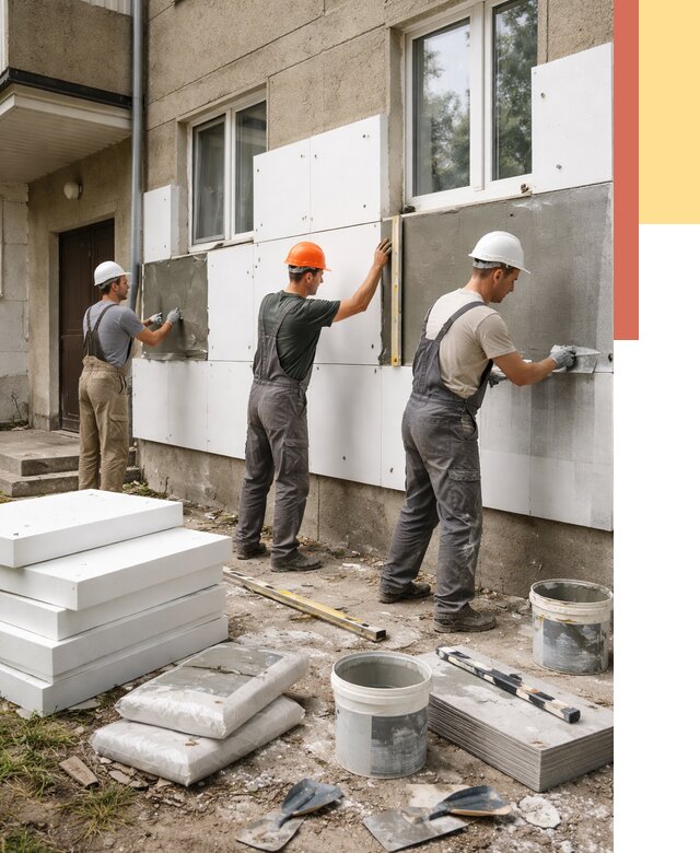 Утепление стен пенопластом в Альметьевске от 1817 руб. — недорого и под ключ | ОТДЕЛОЧНИК-Льм