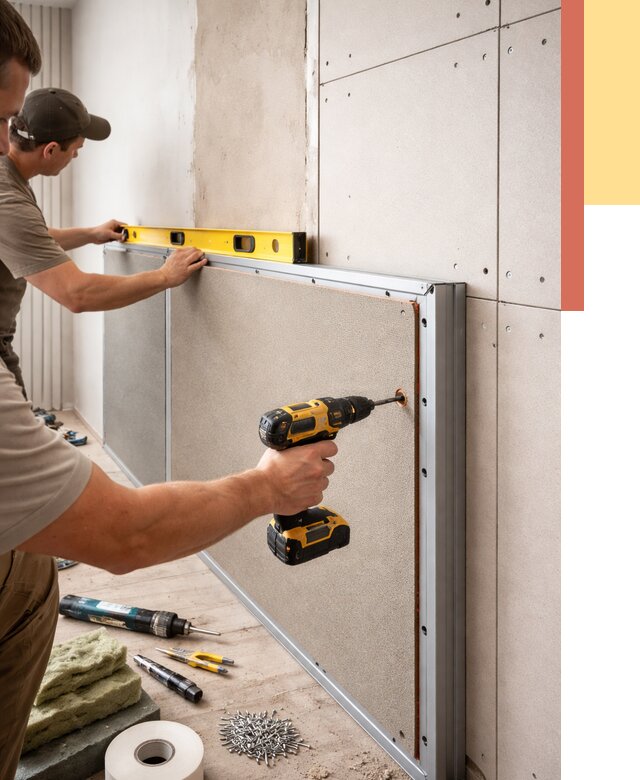 Шумоизоляция стен панелями ЗИПС в Альметьевске от 2284 руб./м² под ключ | ОТДЕЛОЧНИК-Льм