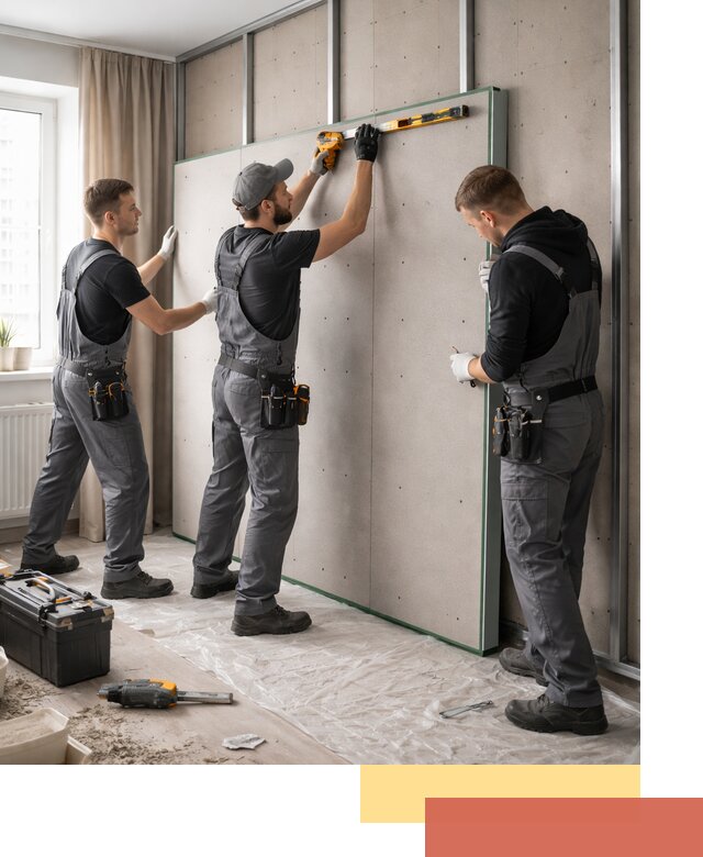 Шумоизоляция стен панелями ЗИПС в Альметьевске для жилых и коммерческих помещений