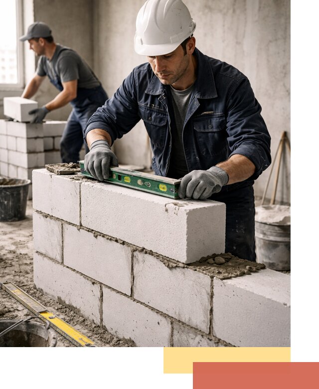 Кладка перегородок из пеноблока под ключ в Альметьевске