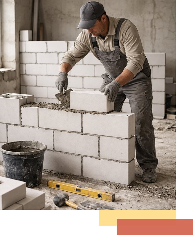 Кладка перегородок из силикатного блока в Альметьевске