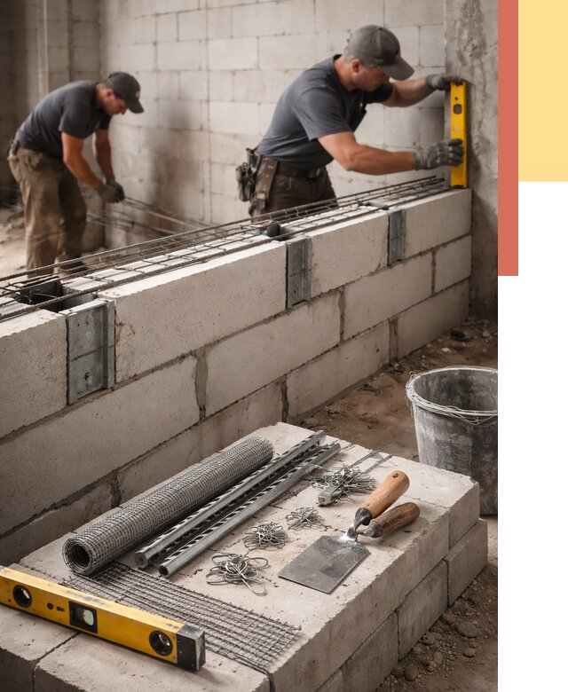 Армирование кладки перегородок в Альметьевске от 779 руб. под ключ | ОТДЕЛОЧНИК-Льм