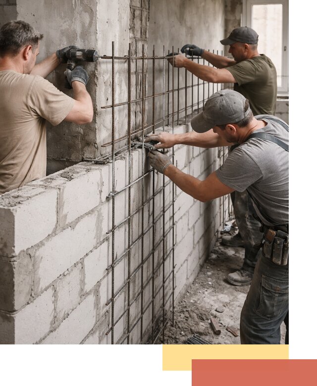 Армирование кладки перегородок в Альметьевске профессионально и надёжно
