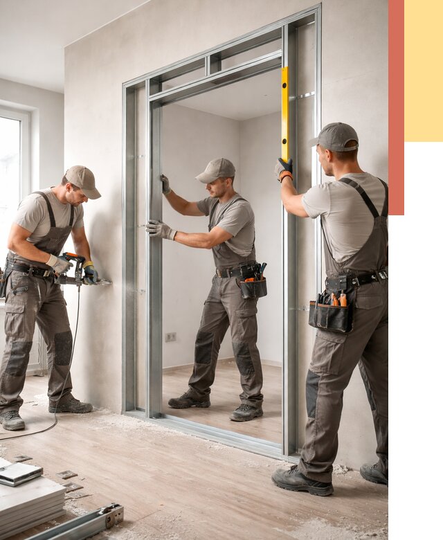 Устройство дверного проема в перегородке в Альметьевске от 4671 руб. под ключ | ОТДЕЛОЧНИК-Льм