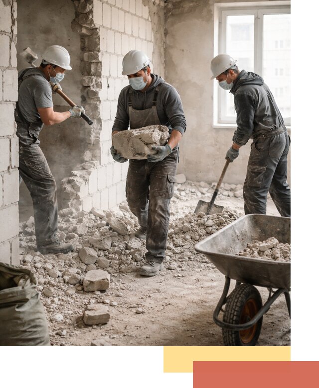 Демонтаж блочных перегородок в Альметьевске быстро и аккуратно