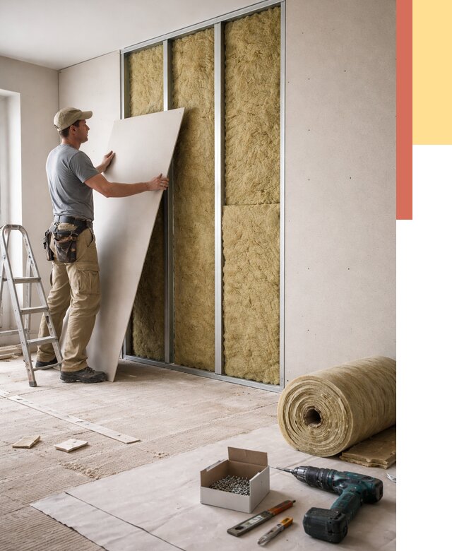 Перегородка из гипсокартона с шумоизоляцией в Альметьевске от 3239 руб. | ОТДЕЛОЧНИК-Льм