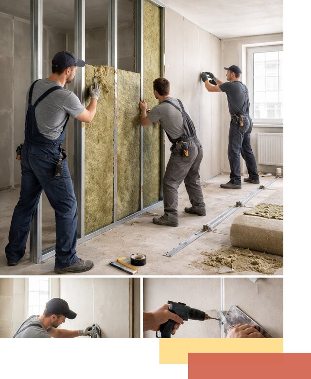 Перегородка из гипсокартона с шумоизоляцией в Альметьевске — монтаж под ключ