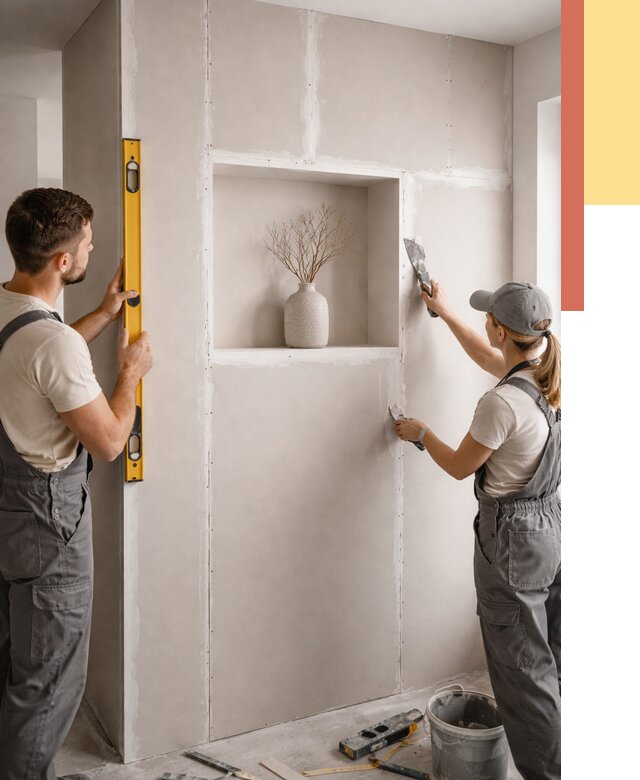 Перегородка из гипсокартона с нишей в Альметьевске от 3374 руб. под ключ | ОТДЕЛОЧНИК-Льм