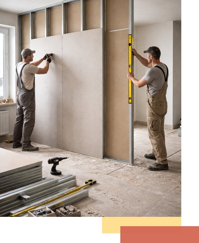 Зонирующая перегородка из гипсокартона под ключ в Альметьевске