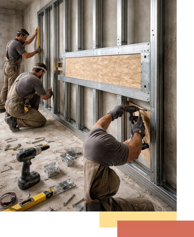 Усиленная перегородка для крепления тяжёлых конструкций в Альметьевске