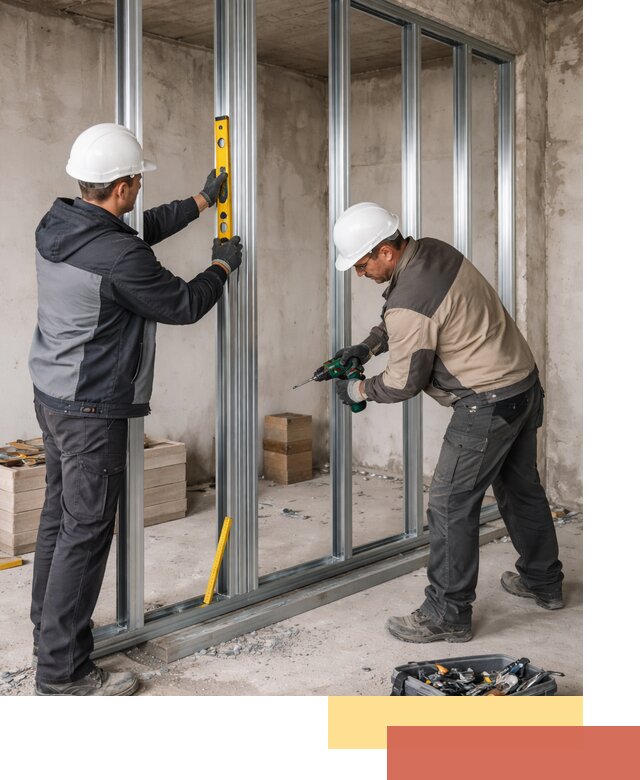 Монтаж каркаса перегородки из профиля в Альметьевске