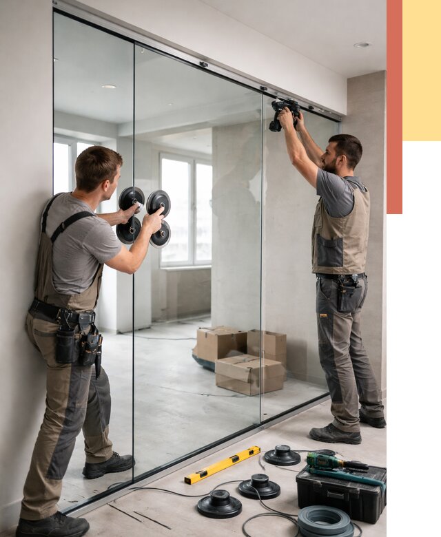 Монтаж стеклянных перегородок в Альметьевске от 6747 руб. | ОТДЕЛОЧНИК-Льм