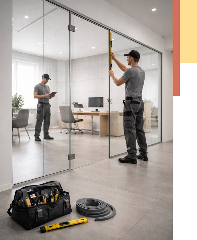 Цельностеклянные перегородки под ключ в Альметьевске от 9861 руб. — монтаж и цены | ОТДЕЛОЧНИК-Льм