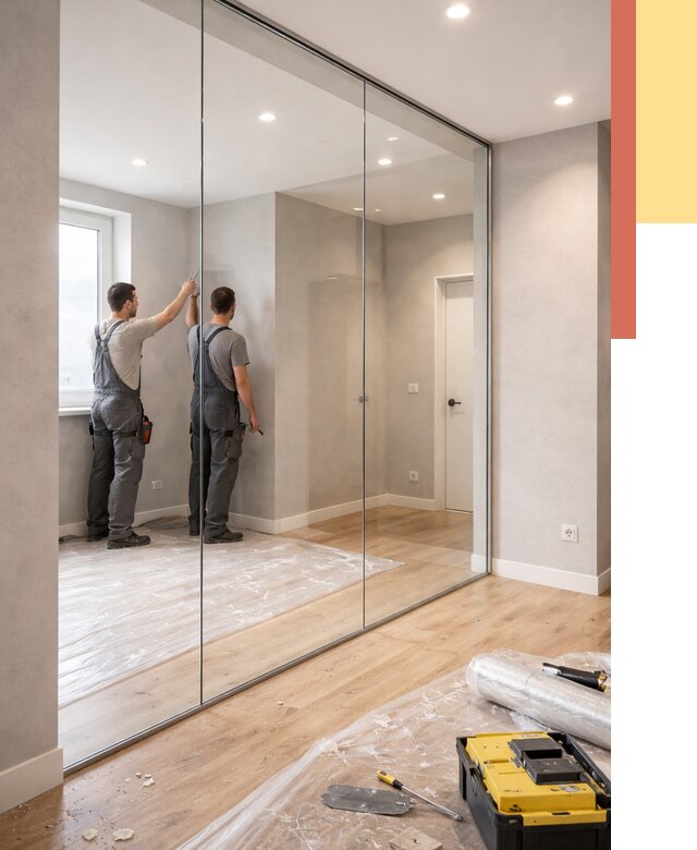 Безрамные стеклянные перегородки в Альметьевске — монтаж от 9861 руб. | ОТДЕЛОЧНИК-Льм