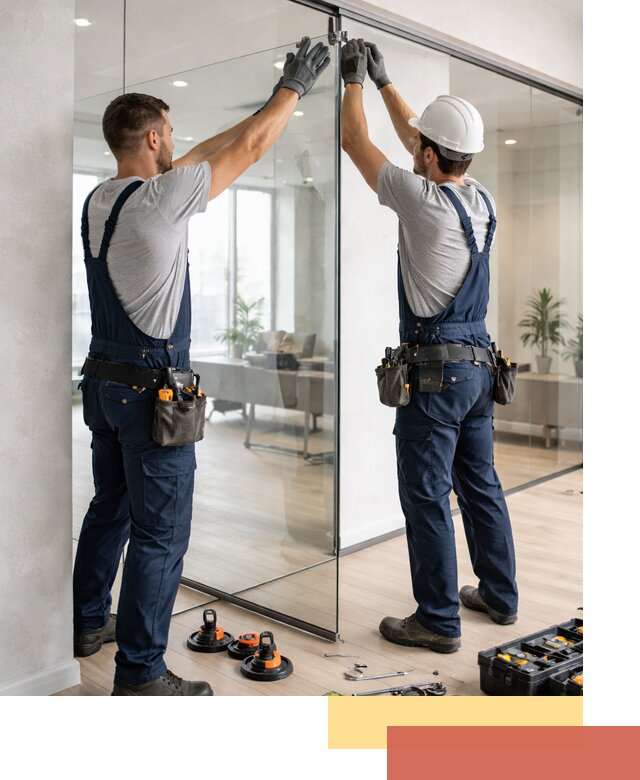 Безрамные стеклянные перегородки под ключ в Альметьевске