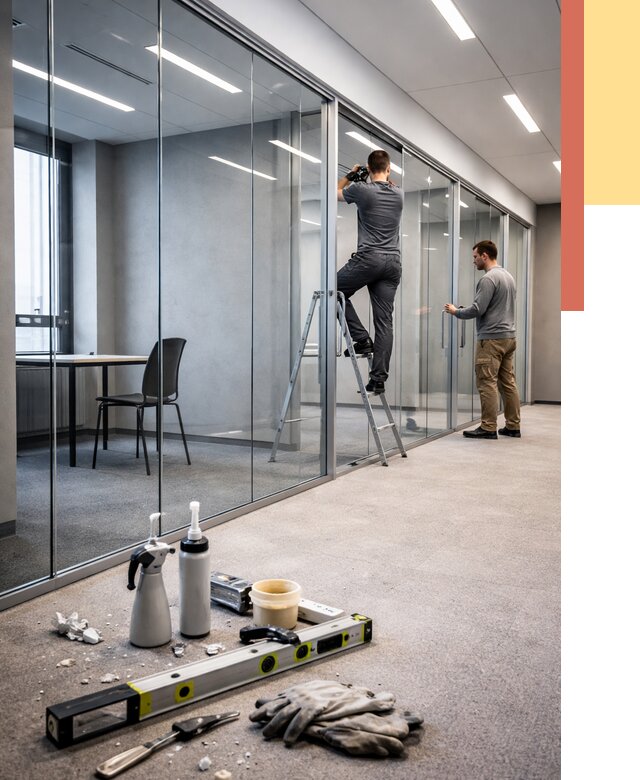 Стеклянные офисные перегородки в Альметьевске от 8823 руб. — монтаж и установка | ОТДЕЛОЧНИК-Льм