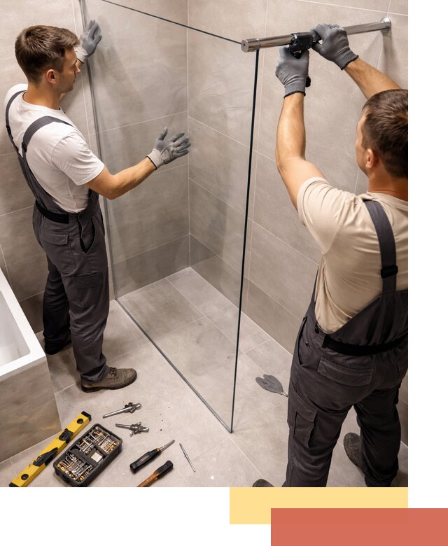 Стеклянные перегородки для душа в Альметьевске — изготовление и монтаж